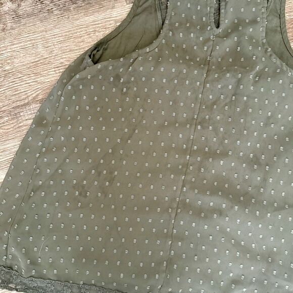 Hollister Olive Green Swiss Dot Lace High Neck Tank Top Size XS - Picture 8 of 9